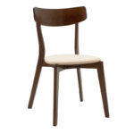 Dining set Benson - Toto 5pcs 120x75x75cm in walnut - beige fabric - Image 6