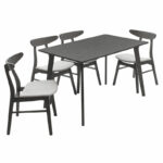 Dining set Benson - Orlean 5pcs 120x75x75cm in rustic - grey  fabric - Слика 3