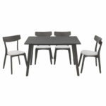 Dining set Benson - Toto 5pcs 120x75x75cm in rustic grey - grey fabric - Слика 2