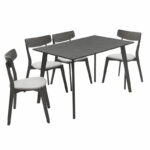 Dining set Benson - Toto 5pcs 120x75x75cm in rustic grey - grey fabric - Слика 3