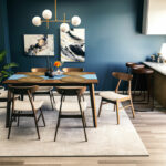 Dining set Benson - Orlean 7pcs 150x90x75cm in walnut - beige fabric - Слика 2