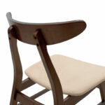 Dining set Benson - Orlean 7pcs 150x90x75cm in walnut - beige fabric - Слика 6