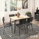 Dining table Shazam-Tania 7pcs polymorphic-opening MDF sonoma-dark grey 120-160x80x76cm - Слика 2