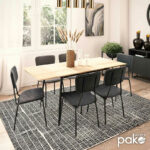 Dining table Shazam-Tania 7pcs polymorphic-opening MDF sonoma-dark grey 120-160x80x76cm - Слика 3