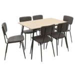 Dining table Shazam-Tania 7pcs polymorphic-opening MDF sonoma-dark grey 120-160x80x76cm - Слика 4