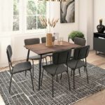 Dining table Shazam-Tania 7pcs polymorphic-opening MDF walnut-dark grey 120-160x80x76cm - Слика 2