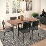 Dining table Shazam-Tania 7pcs polymorphic-opening MDF walnut-dark grey 120-160x80x76cm - Слика 3
