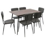 Dining table Shazam-Tania 7pcs polymorphic-opening MDF walnut-dark grey 120-160x80x76cm - Слика 4