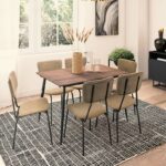 Dining table Shazam-Tania 7pcs polymorphic-opening MDF walnut-beige 120-160x80x76cm - Слика 2