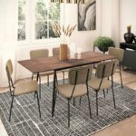 Dining table Shazam-Tania 7pcs polymorphic-opening MDF walnut-beige 120-160x80x76cm - Слика 3