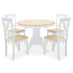 Dining set 5pcsd Lars Extendable Wooden-MDF in white-natural color D100(+38)x100x75cm