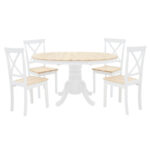 Dining set 5pcsd Lars Extendable Wooden-MDF in white-natural color D100(+38)x100x75cm - Image 3