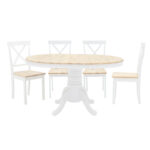 Dining set 5pcsd Lars Extendable Wooden-MDF in white-natural color D100(+38)x100x75cm - Image 4