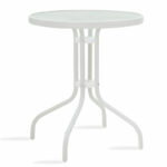 Watson-Obbi garden dining set 3pcs metal white-glass Φ60x70cm - Image 2