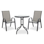 Garden dining set 3pcs Calan-Watson metal black-textilene black D60x70cm
