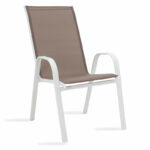 Garden dining set 3pcs Calan-Watson metal white-textilene brown - Слика 3