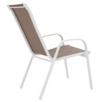 Garden dining set 3pcs Calan-Watson metal white-textilene brown - Слика 4