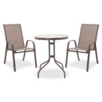 Dining table Watson-Calan set of 3 metal-textilene brown D60x70cm