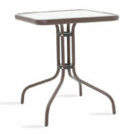 Dining table Watson-Calan set of 3 metal-textilene brown 60x60x70cm - Image 2