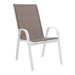 Dining table Ensure-Calan I set of 5 metal white-brown textilene 120x70x70cm - Image 2