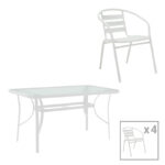 Ensure-Tade dining table set of 5 metal in white shade