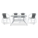 Dining set 5pcs Valor-Obbi metal-pe gray