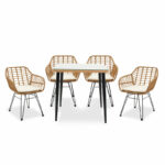 Naoki dining set 5pcs metal-black-pe natural