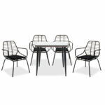 Naoki dining set 5pcs metal black pe gray