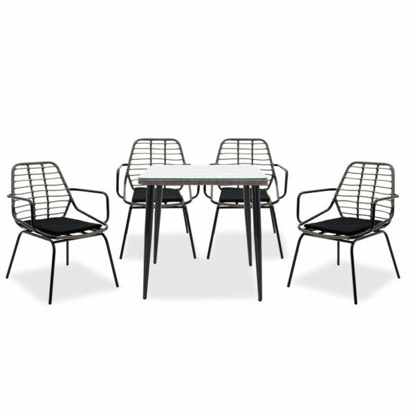 Naoki dining set 5pcs metal black pe gray