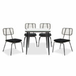 Naoki dining set 5pcs metal black pe gray.