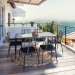 Naoki dining set 7pcs metal black pe gray. - Image 2