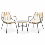 Lounge set 3pcs Gaus-Naoki metal-black-pe natural