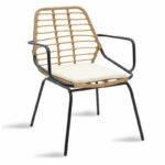 Lounge set 3pcs Gaus-Naoki metal-black-pe natural - Image 3