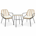 Dining set 3pcs Gaus-Naoki metal black pe natural