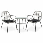 Dining set 3pcs Gaus-Naoki metal black pe gray