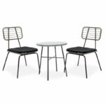 Gaus-Naoki dining set 3pcs metal black pe gray.