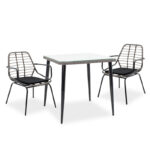 Naoki dining set 3pcs metal black-pe gray.