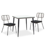 Naoki dining set 3pcs metal black--pe gray