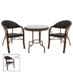 Dining set 5pcs Paula metal-pe brown