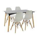 Natali-Julita dining set set 5pcs black-white - natural 120x80x76cm