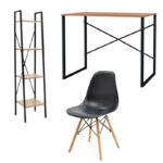 Комплет канцелариски мебел за студенти „Рамон-Зејн-Џулита“ во сиво-црна боја, сет од 3 парчиња