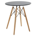 Julita-Gaston dining table set of 3 MDF and beech wood in black-natural shade Φ60x73cm - Слика 3