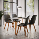 Natali-Gaston dining set 5pcs black-natural 120x80x76cm - Слика 2