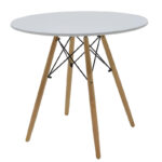 Julita-Gaston dining table set of 3 in natural-white shade Φ80x73cm - Image 3