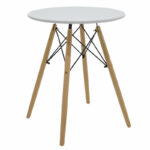 Julita dining table set of 3 MDF and beech wood in white-natural shade D60x73cm - Слика 2