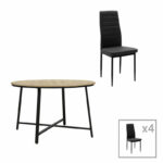 Трпезариски сет Gianno-Parker 5 парчиња природно-црна D120χ76cm