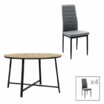 Gianno-Parker dining set 5pcs natural-gray D120χ76cm