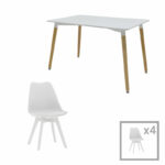 Student dining set Natali-Gaston set 5 pcs white 120x80x76cm