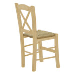 Coffee shop chair with mat Crossed unpainted wood 42x40x89cm - Слика 2