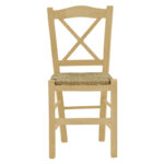 Coffee shop chair with mat Crossed unpainted wood 42x40x89cm - Слика 4